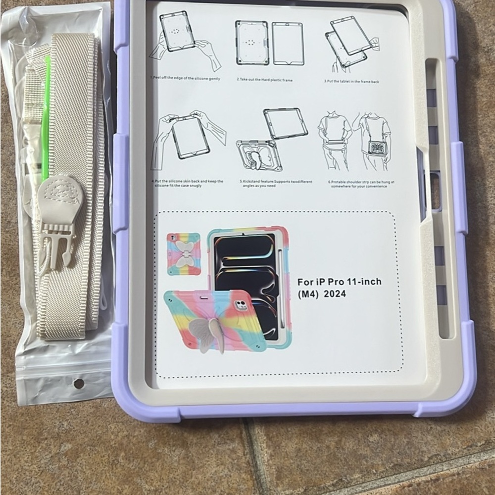 Butterfly Purple and White shockproof Tablet Case for iPad Pro 11-inch